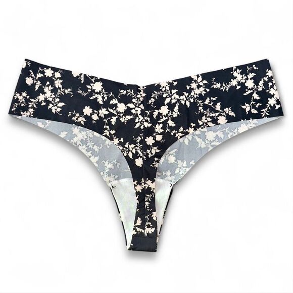 NWT (XXL) Victoria’s Secret Seamless Thong Panty - Black Floral Print - Picture 2 of 10